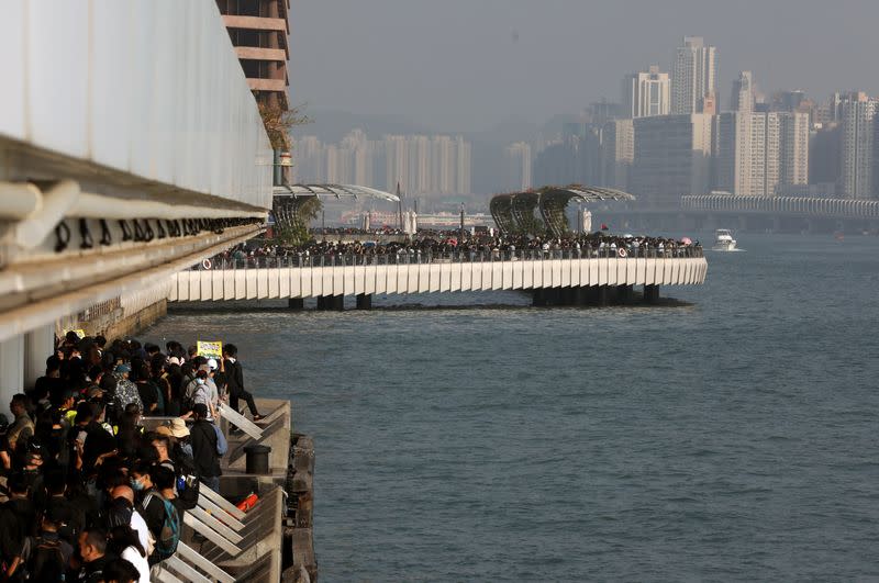 Anti-government protesters attend the "Lest We Forget" rally in Hong Kong