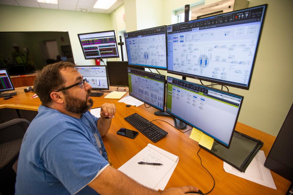 Greg Winters mans a station in the control room Tuesday at the Indeck Niles Energy Center. The gas-fired plant can quickly boost or reduce energy production based on demand.