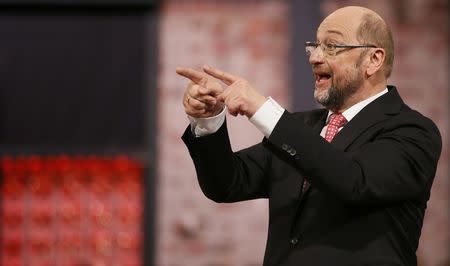 Incoming Social Democratic Party (SPD) leader and candidate in the upcoming general elections Martin Schulz after addressing an SPD party convention in Berlin, Germany, March 19, 2017. REUTERS/Axel Schmidt