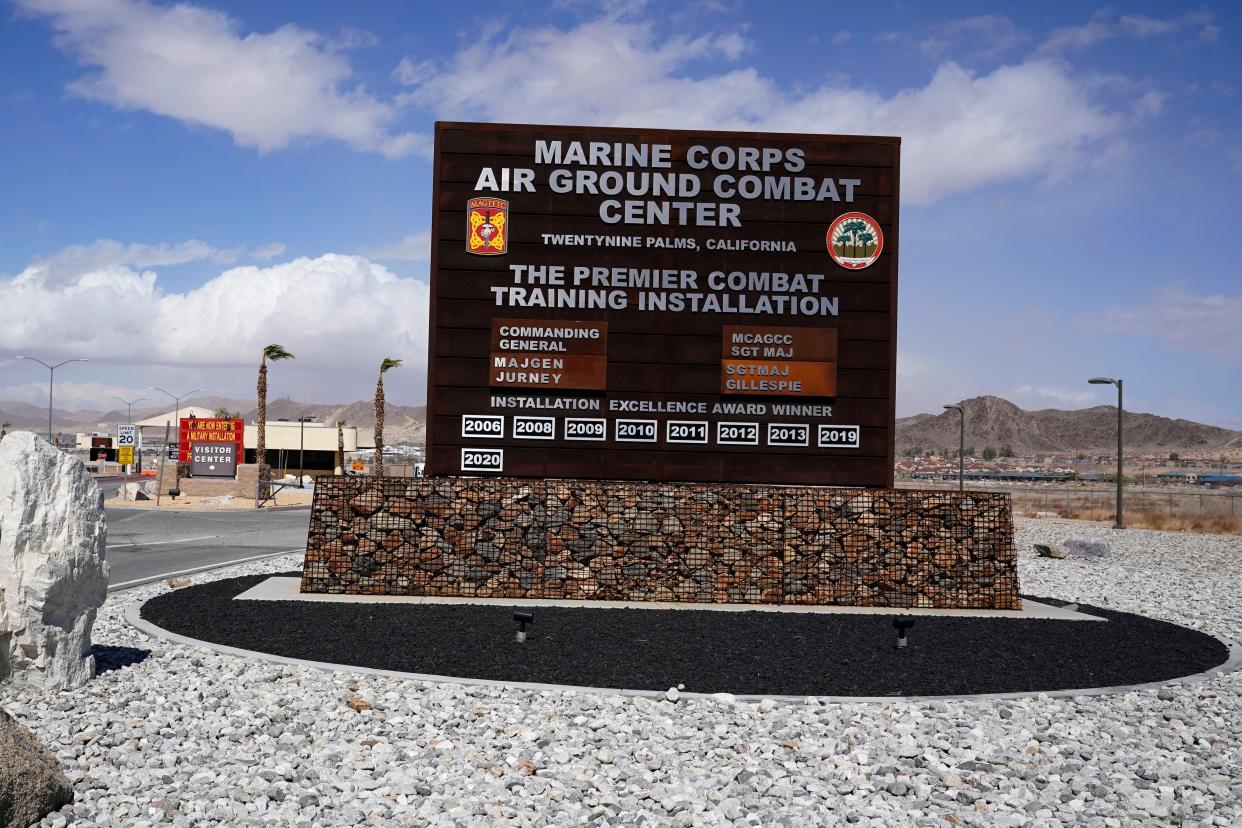 The Marine Corps Air Ground Combat Center, in Twentynine Palms, Calif., is under lockdown.