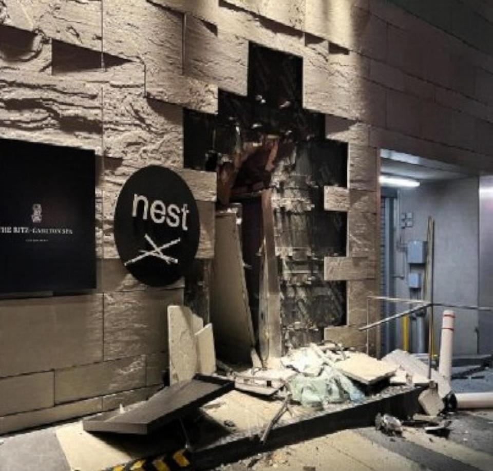 PHOTO: Officials said a Metro bus crashed into a downtown Los Angeles hotel after it was hijacked on March 20, 2024. (LAPD)