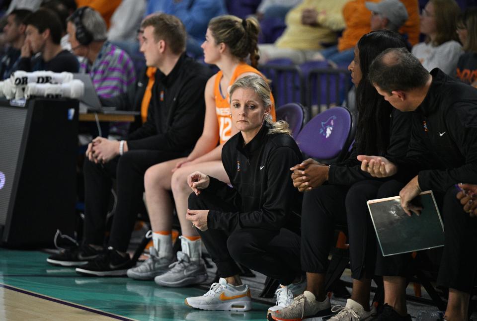 Lady Vols coach Kellie Harper during Tennessee's matchup with Oklahoma in the Fort Myers Tip-Off on Nov. 25, 2023.