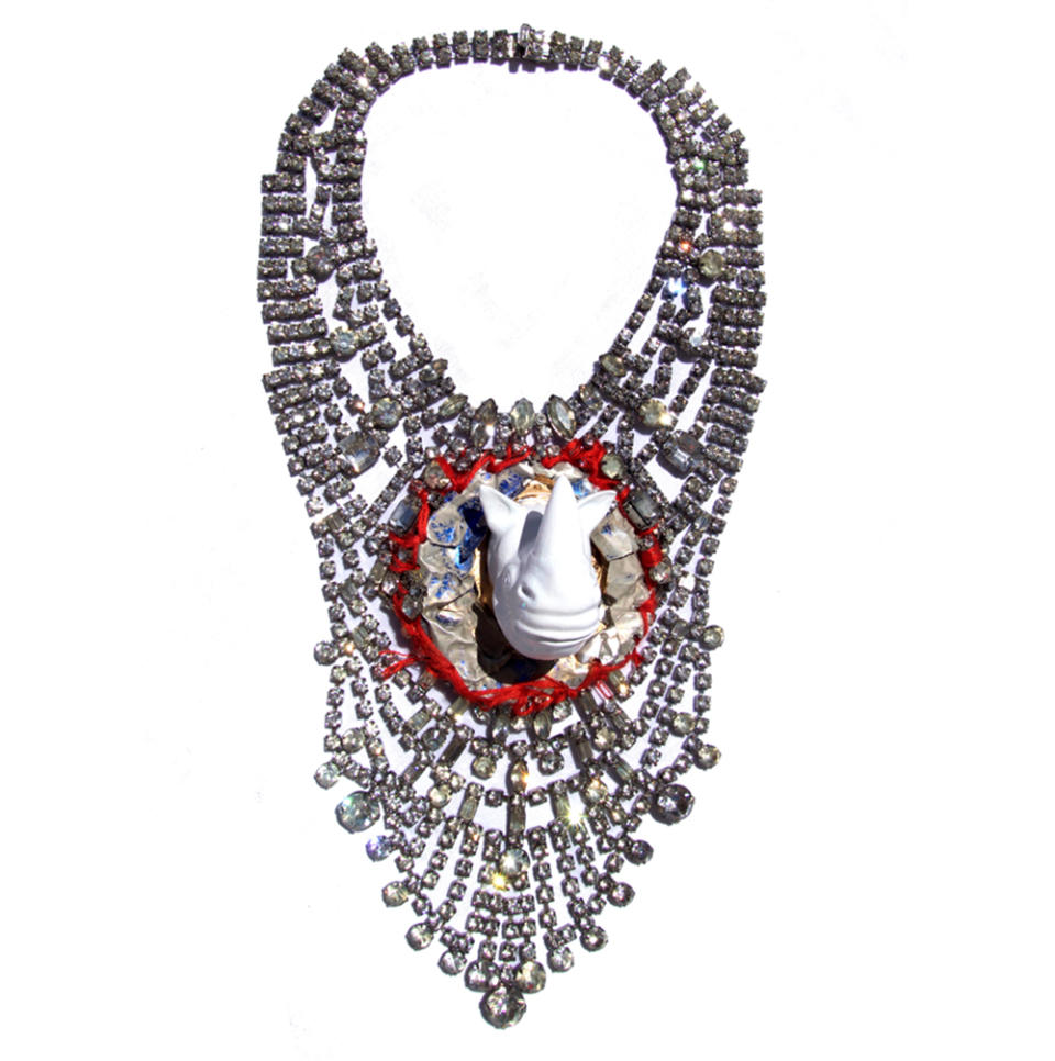 <p>Animal motifs were huge on the Spring/Summer 2018 runways. Plus, when else are you going to get to wear a faux rhinoceros bust around your neck? </p><p>Buy it <a rel="nofollow noopener" href="http://www.akatombinns.com/contact.html" target="_blank" data-ylk="slk:here;elm:context_link;itc:0;sec:content-canvas" class="link ">here</a> for Price Upon Request.</p>