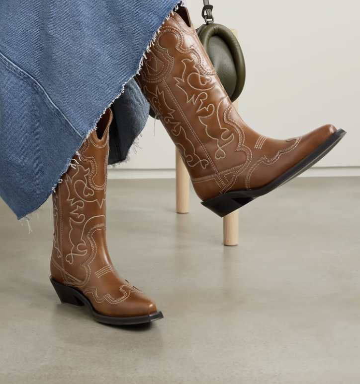 Ganni Embroidered leather cowboy boots. (PHOTO: Net-A-Porter)