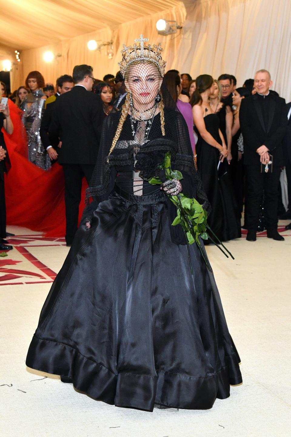 <h1 class="title">Madonna in Jean Paul Gaultier and Narcisa Pheres jewelry</h1><cite class="credit">Photo: Getty Images</cite>