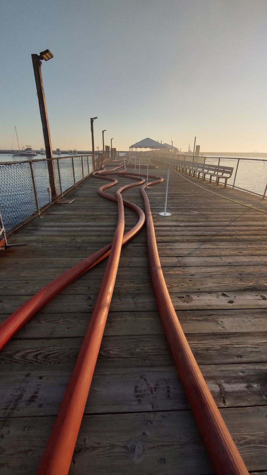 Hoses transported seawater to fight the fire after millions of gallons of freshwater had been used. Water officials feared exhausting the island's water supply and creating a "secondary crisis."