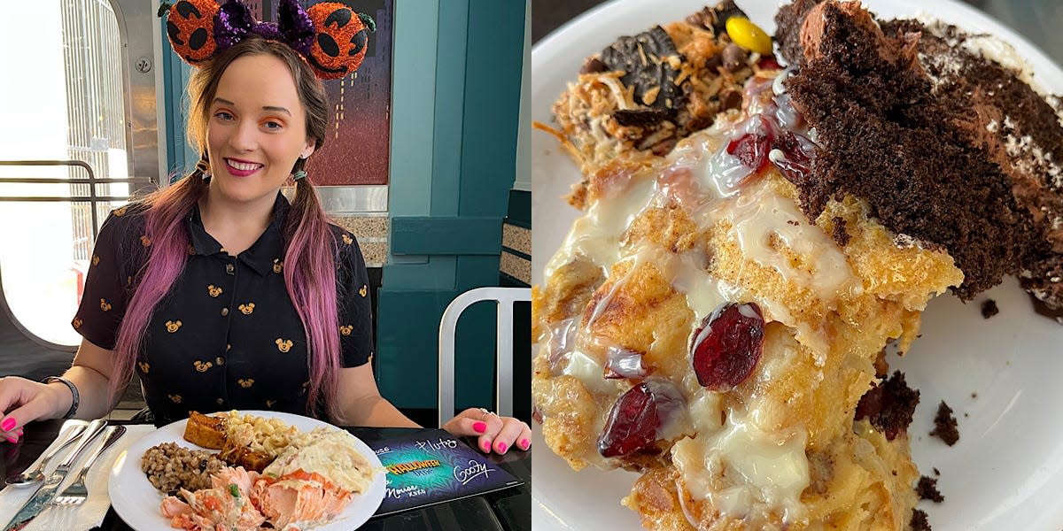 jenna posing with food at hollywood and vine and a plate of dessert from hollywood and vine