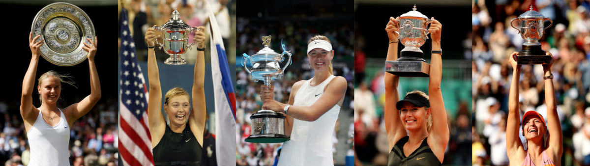 Maria Sharapova's five grand slam tennis championships.