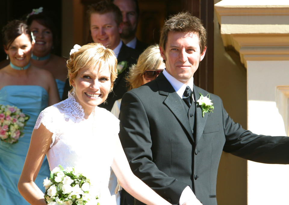 Belinda Emmett and Rove McManus during their wedding held Mary Immaculate Church Waverly on January 29th, 2005 in Sydney, Australia.