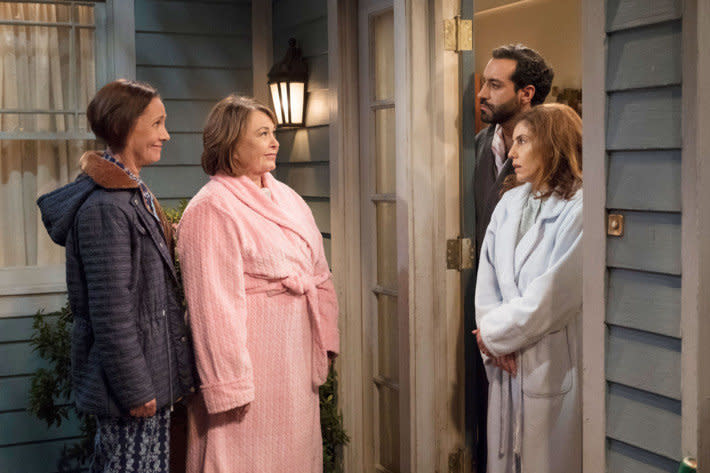 On Episode 7, Roseanne and her sister, Jackie, react to Muslim neighbors moving in. (Photo: ABC)