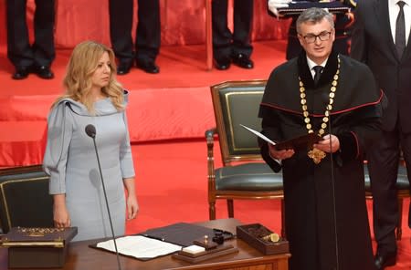 Slovakia's President Zuzana Caputova takes office in Bratislava