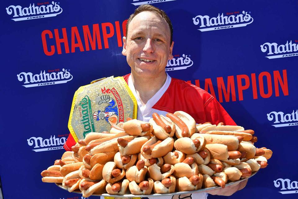 <p>Erik Pendzich/Shutterstock</p> Joey Chestnut in 2022