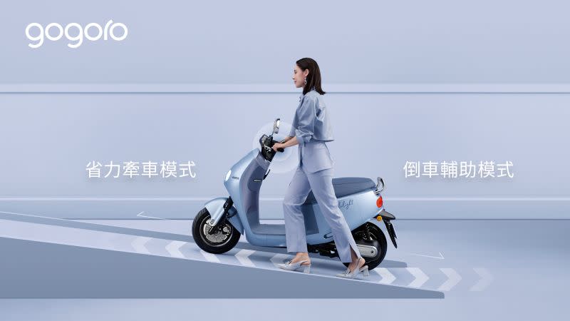 ▲Gogoro Delight 車系搭載獨有的省力牽車模式和倒車輔助模式。(圖/品牌提供)