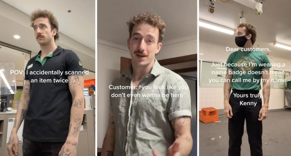 Kenny Kendera shot to fame for his TikTok videos which made fun of working for Woolworths. Source: TikTok