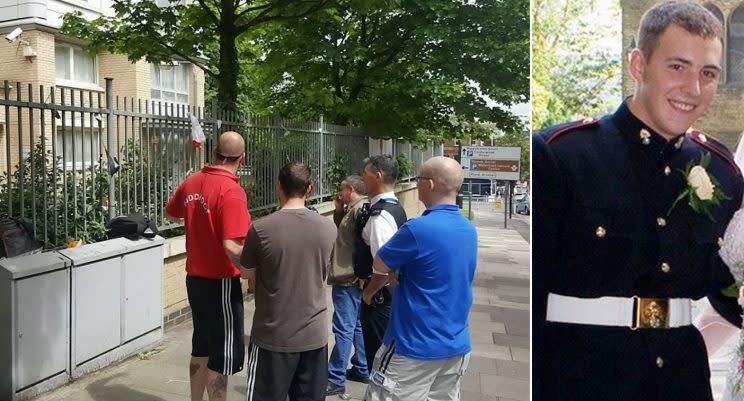 Lee Rigby and the memorial in Woolwich, London (SWNS/Rex)