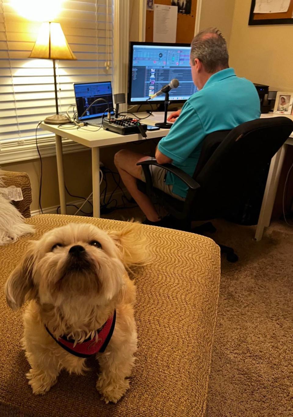 Brian Kelly, a former Canton radio DJ in the 1980s and '90s, is shown during his Friday night '80s music show for the Internet-based CTown Rocks radio station in Stark County.