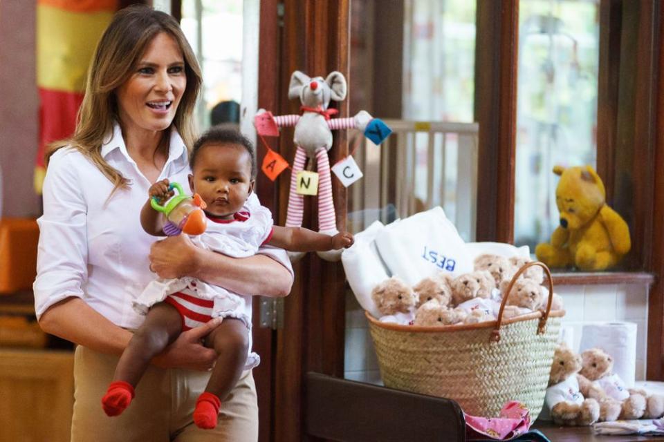 Melania Trump visiting an orphanage in Kenya