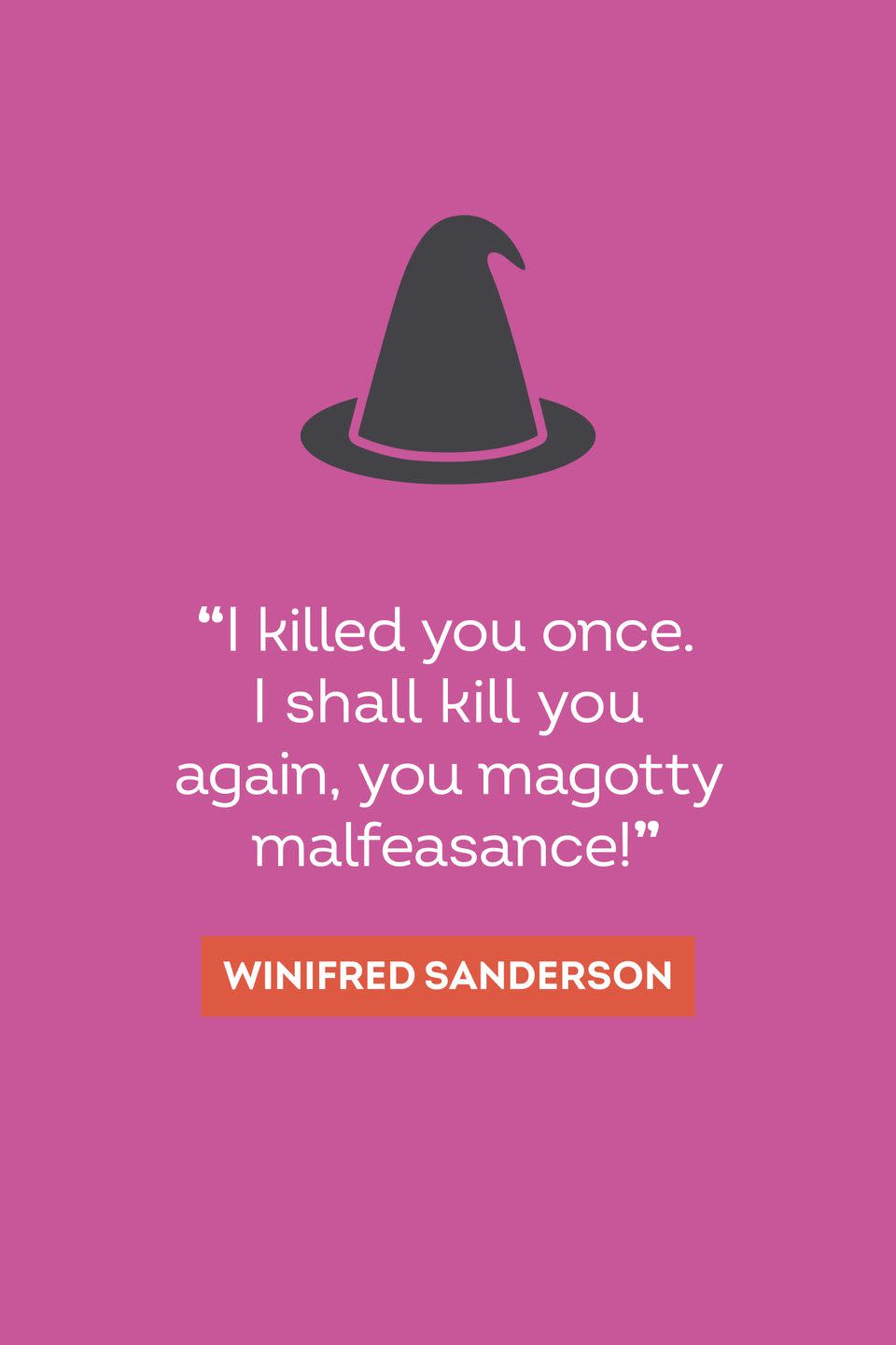 <p>“I killed you once. I shall kill you again, you magotty malfeasance!” — Winifred Sanderson</p>