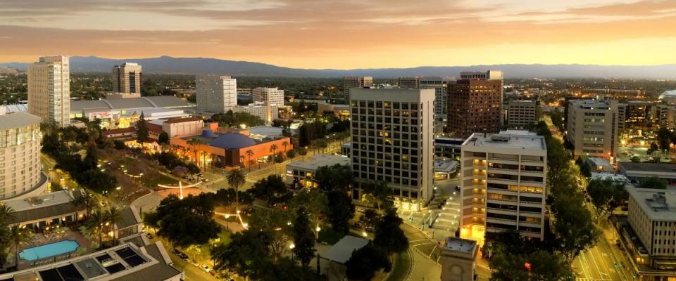 San Jose is considered the capitol of Silicon Valley, a famous high tech center of the world. This panoramic shot shows how San Jose downtown right after the sunset.