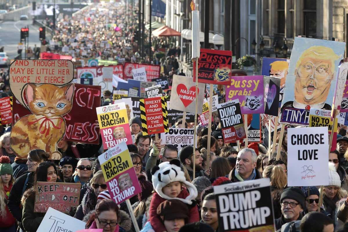 Women's March protesters in London: Getty Images