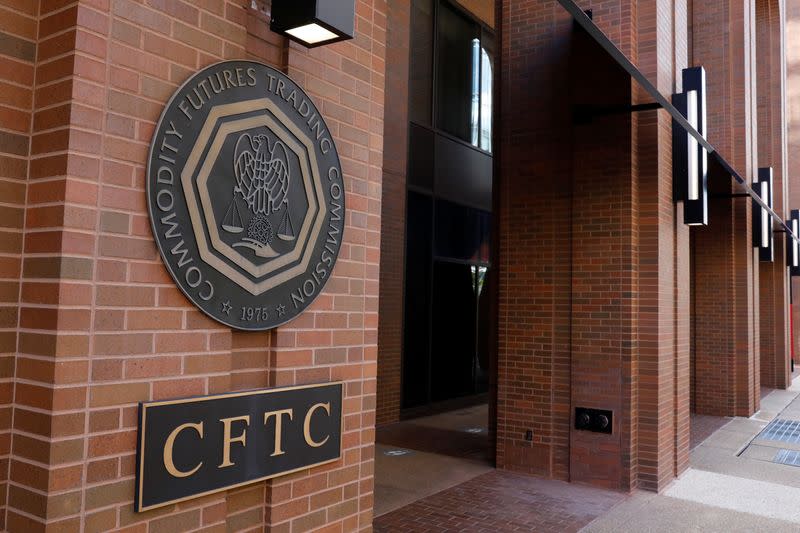 Signage is seen outside of CFTC in Washington, D.C.