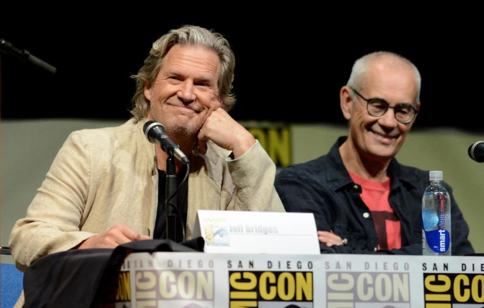 Jeff Bridges, left, and Sergey Bodrov attend the "Seventh Son" panel on Day 4 of Comic-Con International on Saturday, July 20, 2013 in San Diego. (Photo by Jordan Strauss/Invision/AP)