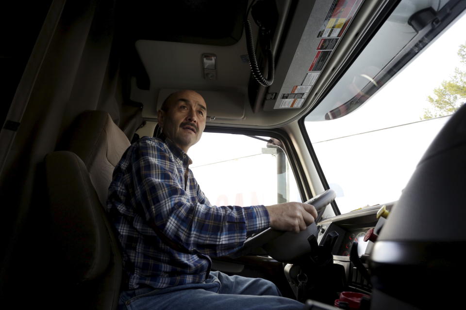 Truck driver Kurban drives his truck in Buena Park, California. (Photo: REUTERS/Jonathan Alcorn)