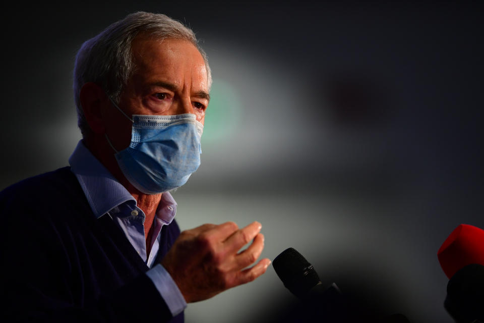 the new special commissioner for vaccination Guido Bertolaso speaks during the presentation of the new special commissioner for anti Covid-19 vaccination of the Lombardy region in Palazzo Lombardia, Milan, Italy, 2 February 2020 (Photo by Andrea Diodato/NurPhoto via Getty Images)