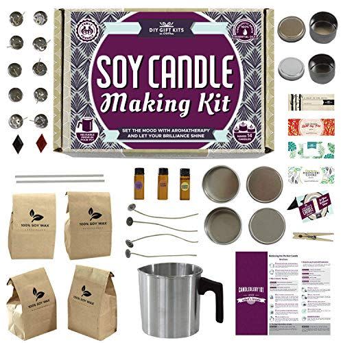 <p><strong>DIY Gift Kits</strong></p><p>Amazon</p><p><strong>$50.95</strong></p><p><a href="https://www.amazon.com/dp/B07GZWHRJH?tag=syn-yahoo-20&ascsubtag=%5Bartid%7C2141.g.37514083%5Bsrc%7Cyahoo-us" rel="nofollow noopener" target="_blank" data-ylk="slk:Shop Now;elm:context_link;itc:0;sec:content-canvas" class="link ">Shop Now</a></p><p>If your Secret Santa recipient is always trying their hand at crafts, gift them a kit filled with all the supplies to try a new hobby. This soy candle making kit includes wax, wicks, a pouring pot, candle tins, color blacks, and essential oils — everything your friend needs to make their own set of sweet-smelling accessories. </p>