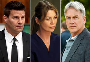 David Boreanaz, Ellen Pompeo, Mark Harmon | Photo Credits: Patrick McElhenney/FOX; Danny Feld/ABC; Michael Yarish/CBS