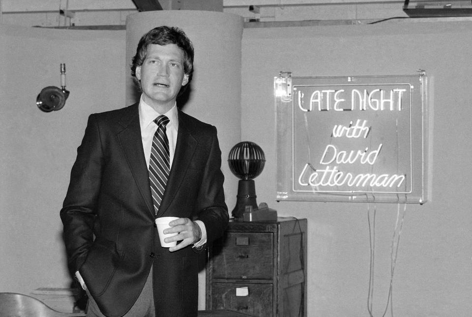 David Letterman at reception in NBC's Studio 6A January 19, 1982