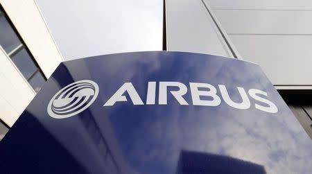 Airbus's company logo is pictured at the Airbus headquarters in Toulouse, December 4, 2014. REUTERS/ Regis Duvignau