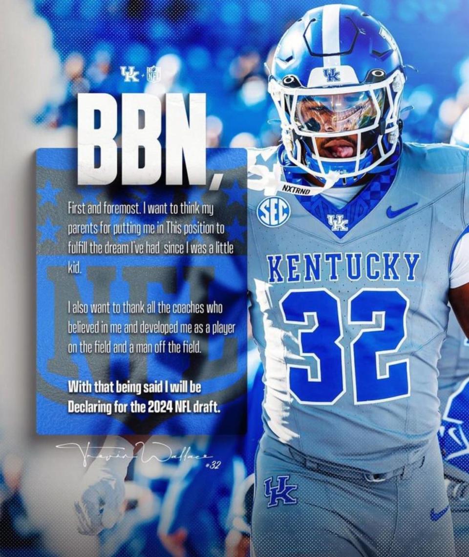 Kentucky linebacker Trevin Wallace announced his decision on Instagram on Friday evening.