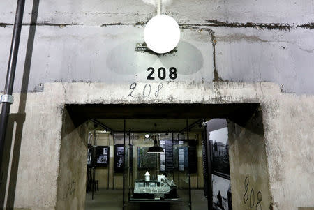 A mockup of the bunker of German Nazi leader Adolf Hitler is pictured during a media tour of the exhibition entitled 'Hitler - How Could it Happen?' in a World War Two bunker in Berlin, Germany, July 27, 2017. REUTERS/Fabrizio Bensch