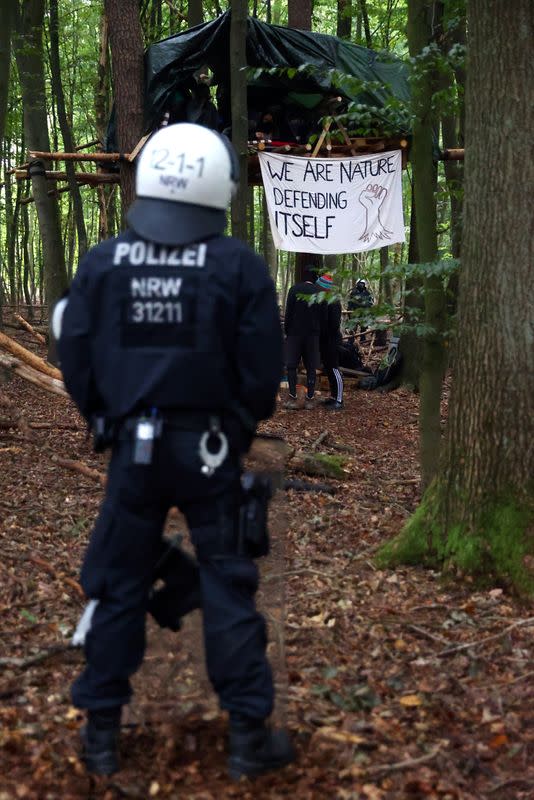 Protest against the expansion of the A49 motorway in a forest near Stadtallendorf