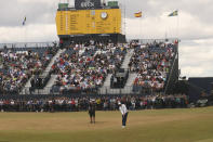 Tiger Woods of the US putts during the second round of the British Open golf championship on the Old Course at St. Andrews, Scotland, Friday July 15, 2022. The Open Championship returns to the home of golf on July 14-17, 2022, to celebrate the 150th edition of the sport's oldest championship, which dates to 1860 and was first played at St. Andrews in 1873. (AP Photo/Peter Morrison)