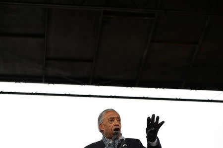 Rev. Al Sharpton speaks during the National Action Network's "We Shall Not Be Moved" march in Washington, DC, U.S., January 14, 2017. REUTERS/Aaron P. Bernstein