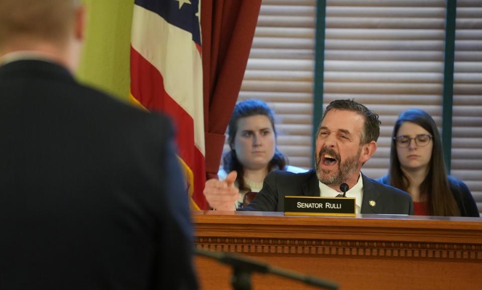 During an Ohio Senate hearing on the train derailment, Ohio Senator Michael Rulli gets angry as he describes how his constituents feel around East Palestine, Ohio.