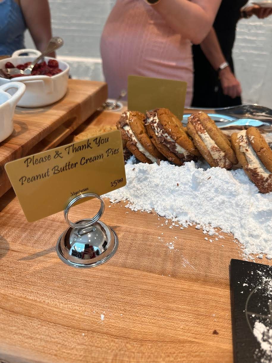 Cookies labeled as "Please & Thank You Peanut Butter Cream Pies" were available at Churchill Downs during the week of the 150th Kentucky Derby.