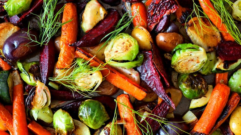 Tray of roasted vegetables