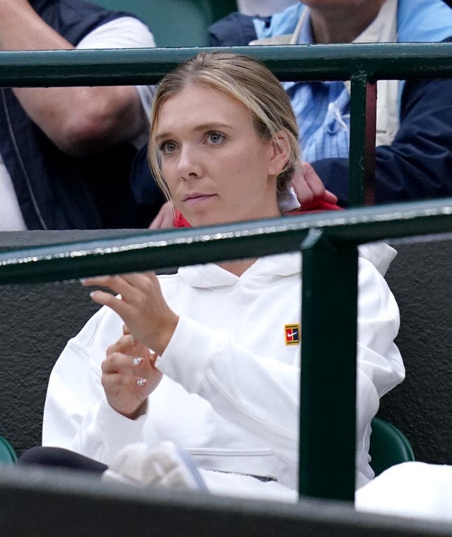 Katie Boulter watched boyfriend Alex De Minaur on Court One 