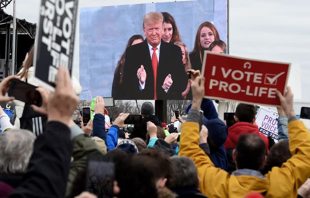 Donald Trump was the first sitting president to attend and speak at the annual March for Life in Washington, D.C., which he did on Jan. 24, 2020. (Photo: OLIVIER DOULIERY via Getty Images)