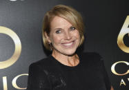 FILE - In this Wednesday, Sept. 25, 2019 file photo, Television journalist Katie Couric attends the 60th annual Clio Awards at The Manhattan Center in New York. Couric has a new book "Going There" out on Oct. 26. (Photo by Evan Agostini/Invision/AP, File)