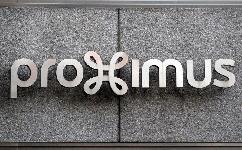 The logo of Proximus is seen at the headquarters of the Belgian telecoms operator in Brussels