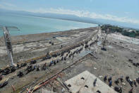 A general view of Taman Ria's beach which was hit by a tsunami, after a quake in West Palu, Central Sulawesi. Antara Foto/ Muhammad Adimaja/via REUTERS