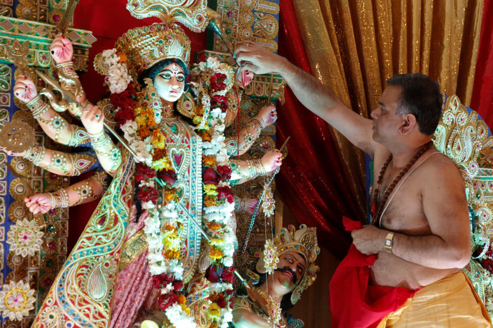 Chaitra Navaratri is a nine-night festival that celebrates the divine feminine. It is especially popular with Hindu Americans who trace their ancestry to north and northeastern India, where Durga is a treasured form of the divine. (Photo: Elizabeth Shafiroff / Reuters)