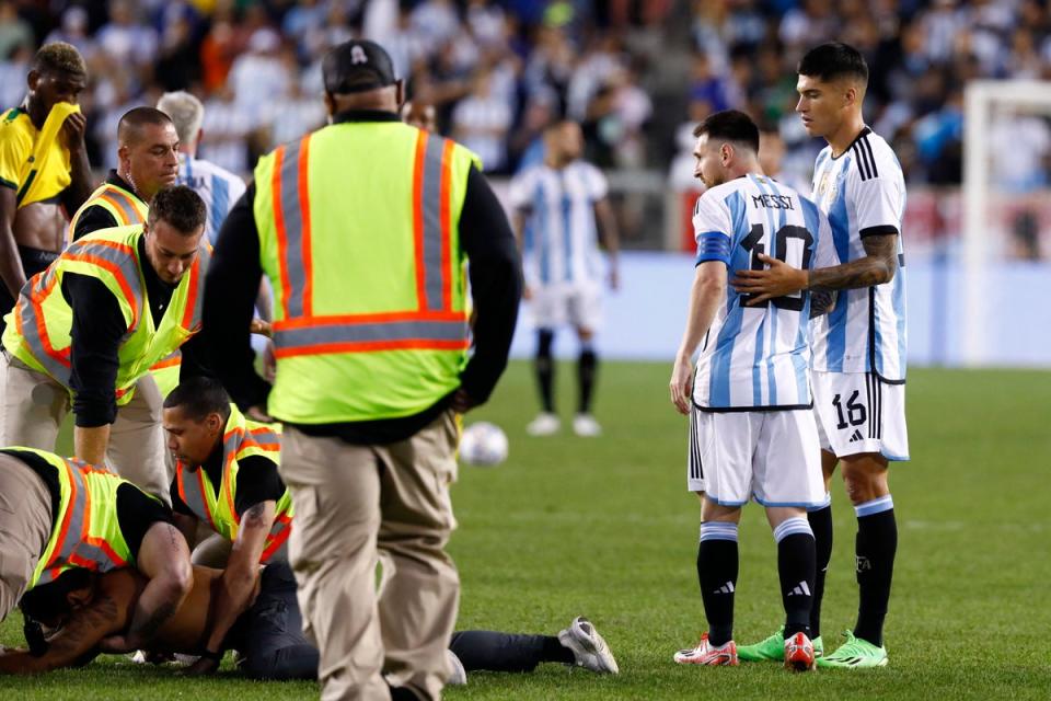 Messi scored twice in Argentina’s 3-0 win against Jamaica (AFP via Getty Images)