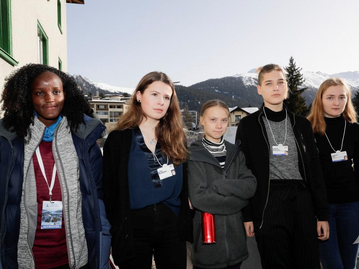 The (uncropped) photo of climate activists Vanessa Nakate, Luisa Neubauer, Greta Thunberg, Isabelle Axelsson and Loukina Tille: AP