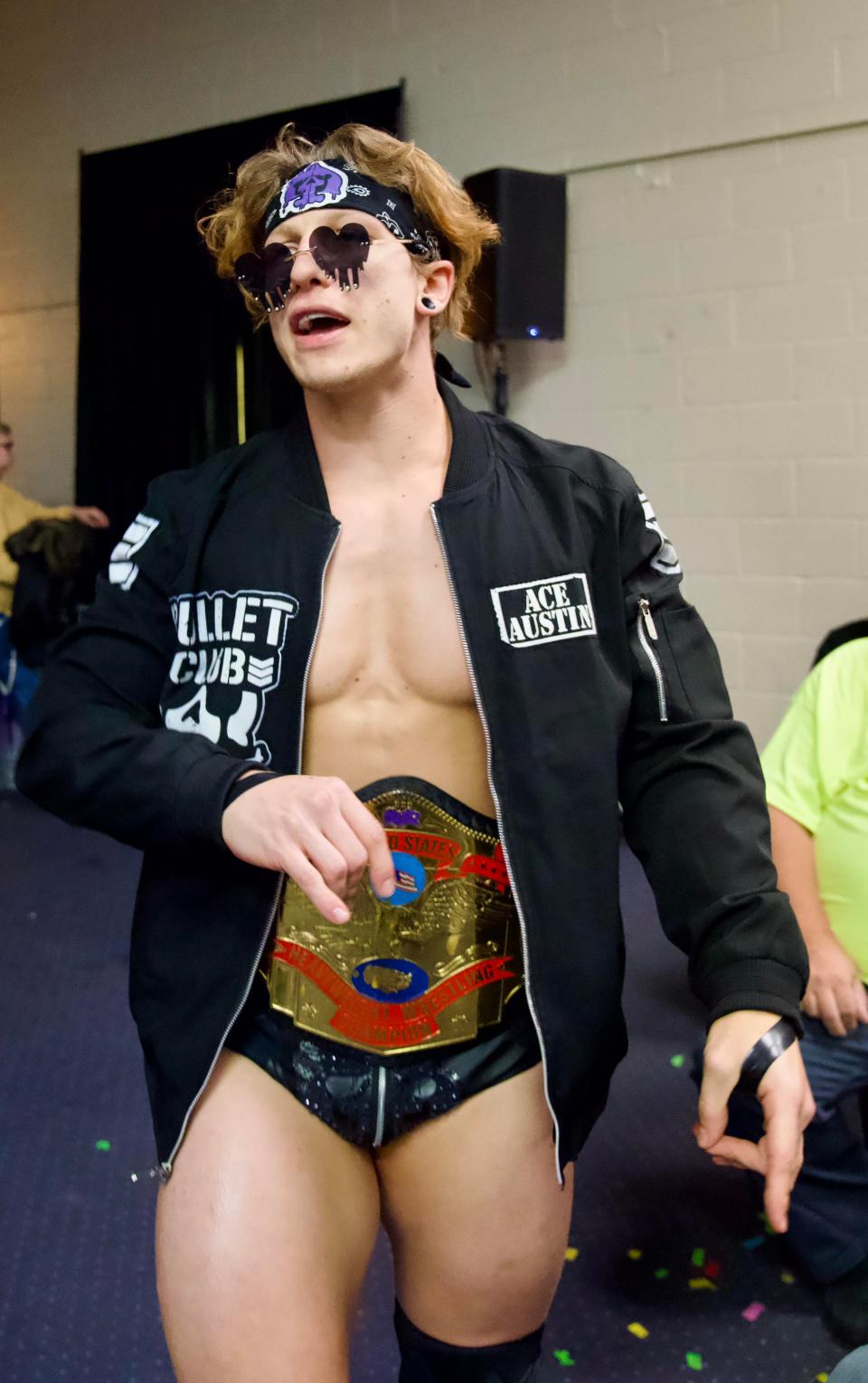 TNA Superstar and IWR United States Champion Ace Austin makes his way to the ring at IWR 24-The Fall Brawl.