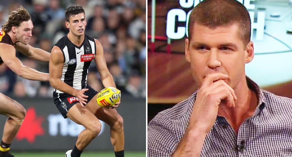 AFL great Jonathan Brown has highlighted Collingwood's transition from half-back as a weakness in 2024 compared to last year when they won the premiership. Pic: Getty/Fox Footy